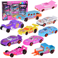 Autókészlet lányoknak - 10 darab diecast autó autópálya és játékautó