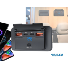  Autós beépíthető USB-A USB-C gyorstöltő feszültségmérővel M24901AX4 autóalkatrész