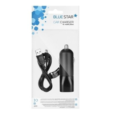 Autós töltő BlueStar fekete szivartöltőfej 1A + fekete micro usb kábel mobiltelefon kellék