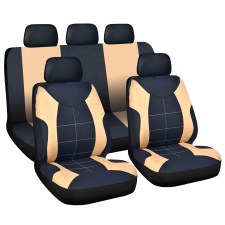  Autós üléshuzat szett - drapp / fekete - 9 db-os - HSA008 ülésbetét, üléshuzat