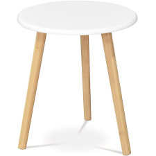 AUTRONIC Lerakóasztal, fehér MDF lap, natúr bambusz lábak, 40×40×45 cm bútor