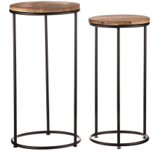 AUTRONIC Stojany na květiny, kov a dřevo, černý rám 2 ks bútor