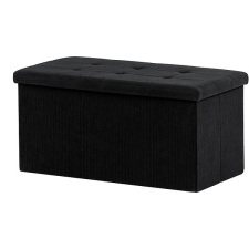 AUTRONIC Tárolós puff, fekete kordbársony, 37×77×38 cm bútor