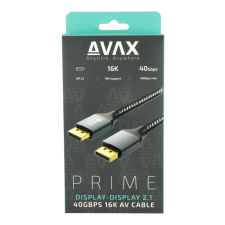 AVAX AV901 PRIME DisplayPort - DisplayPort 2.1 Kábel 2m - Szürke kábel és adapter