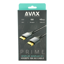 AVAX AV901 PRIME DisplayPort - DisplayPort 2.1 Kábel 2m - Szürke (AV901) kábel és adapter