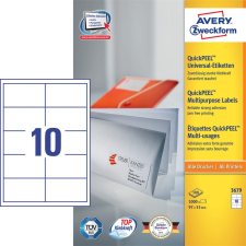 Avery Etikett AVERY 3679 97x55 mm fehér univerzális 1000 címke/doboz 100 ív/doboz etikett