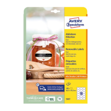 Avery Etikett AVERY L5087 63,5x42,3 mm ovális visszaszedhető 10 ív/csomag etikett