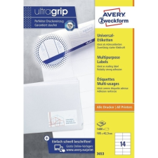 Avery Etikett címke, 105 x42,3mm, univerzális, 14 címke/ív, 100 ív/doboz, Avery fehér etikett