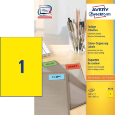 Avery Etikett címke 210x297 mm 3473 100 címke/ív 100ív/doboz AVERY sárga etikett