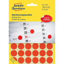 Avery Etikett címke, jelölésre o18 mm, 24 címke/ív, 4 ív/doboz, Avery piros etikett