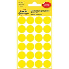 Avery Etikett címke, jelölésre o18 mm, 24 címke/ív, 4 ív/doboz, Avery sárga etikett