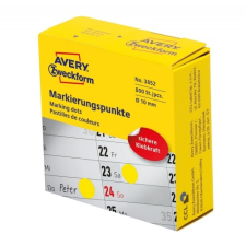 Avery Etikett címke, o10mm, tekercses jelölőpont adagoló dobozban 800 címke/doboz, Avery sárga etikett