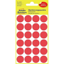 Avery Etikett címke, o18mm, jelölésre, 24 címke/ív, 4 ív/doboz, Avery piros etikett