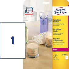 Avery Etikett címke speciális L7784-25 víztiszta átlátszó lézer/színes lézer 210x297mm Avery etikett