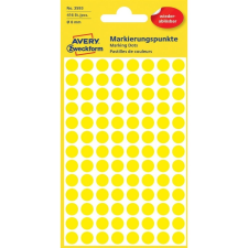 Avery Etikett címke, visszaszedhető jelölésre o8 mm, 104 címke/ív, 4 ív/doboz, Avery sárga etikett
