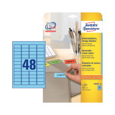 Avery zweckform 45,7*21,2 mm-es Avery Zweckform A4 íves etikett címke, kék színű (20 ív/doboz) etikett