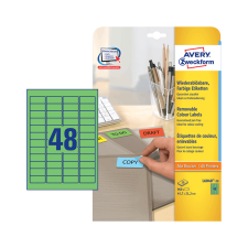 Avery zweckform 45,7*21,2 mm-es Avery Zweckform A4 íves etikett címke, zöld színű (20 ív/doboz) etikett