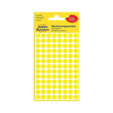Avery zweckform 8*8 mm-es Avery Zweckform öntapadó íves etikett címke, sárga színű (4 ív/doboz), visszaszedhető ragasztóval etikett