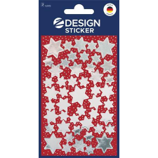Avery zweckform Ablakmatrica, 2 ív, 76x120 mm, AVERY ZWECKFORM, "Z-Desing No.52812", ezüst csillagok matrica