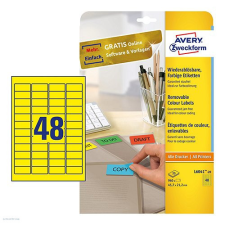 Avery zweckform Etikett címke speciális L6041-20 visszaszedhető sárga 45,7 x 21,2 mm 20 ív Avery etikett
