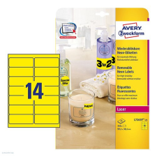 Avery zweckform Etikett címke speciális visszaszedhető L7263Y neonsárga 99,1 x 38,1 mm 25 ív Avery etikett