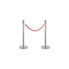 AVInox Kordonoszlop 1,5 m hosszú piros kordonkötéllel terelőkorlát terelőszalag 2 db rozsdamentes acél kordonoszlop biztonságtechnikai eszköz