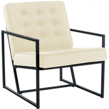Avon bársony lounge fotel fém lábbal krém-fekete 321210 bútor
