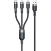 Awei adatkábel 3in1 (USB - lightning/microUSB/Type-C, 100W, gyorstöltő, 120cm) FEKETE (CL-975) ( )
