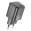 Awei PD65-EU hálózati töltő 2 Type-C aljzat (35W, GaN, PD gyorstöltő) FEKETE (AWEI_PD65-EU)