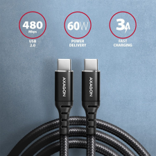 AXAGON BUCM-CM10AB HQ USB-C &lt;&gt; USB-C Cable 1m Black kábel és adapter