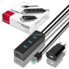AXAGON HUE-S2BP 4 portos USB3.0 gyorstöltő hosszú kábeles HUB tápegységgel (HUE-S2BP)