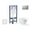 AXO Geberit Duofix falra szerelhető WC szett, Kielle OUDEE Vortex rimless+ WC softclose ülőkével, Geberit Sigma 01 matt króm nyomólappal, fehér SANI11CA2110