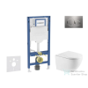 AXO Geberit Duofix falra szerelhető WC szett, Kielle OUDEE Vortex rimless+ WC softclose ülőkével, Geberit Sigma 20 rozsdamentes acél nyomólappal, fehér SANI11CA6172