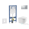 AXO Geberit Duofix falra szerelhető WC szett, Kielle OUDEE Vortex rimless+ WC softclose ülőkével, Geberit Sigma 30 matt/fényes króm nyomólappal, fehér SANI11CA2103