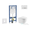 AXO Geberit Duofix falra szerelhető WC szett, Kielle OUDEE Vortex rimless+ WC softclose ülőkével, Geberit Sigma 50 króm/alpesi fehér nyomólappal, fehér SANI11CA31100