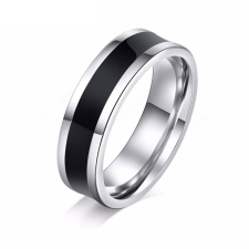 AZIZ Ezüst-fekete nemesacél karikagyűrű, több méretben gyűrű