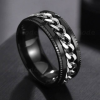 AZIZ Fekete láncos nemesacél karikagyűrű, több méretben