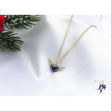  Azura antiallergén angyal szív sötétkék kristályköves nyaklánc -14K nyaklánc