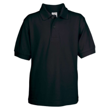 B&amp;C BCPK486 gyerek, rövid ujjú galléros pamut póló, Black-5/6 gyerek póló