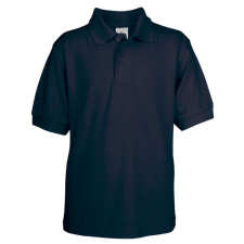 B&amp;C BCPK486 gyerek, rövid ujjú galléros pamut póló, Navy-9/11 gyerek póló