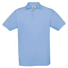 B&C BCPU409 három gombos, galléros rövid ujjú férfi piké póló, Sky Blue-M