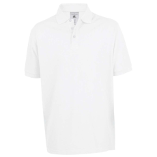 B&C BCPU422 vastag, rövid ujjú galléros piké póló, White-L