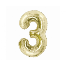 B&C Champagne, Pezsgőszínű 3-as szám fólia lufi 85 cm party kellék