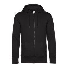 B&C cipzáros kapucnis férfi pulóver kétoldali zsebekkel O86, Black Pure-XL