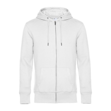 B&amp;C cipzáros kapucnis férfi pulóver kétoldali zsebekkel O86, White-4XL férfi pulóver, kardigán
