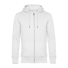 B&C cipzáros kapucnis férfi pulóver kétoldali zsebekkel O86, White-XL