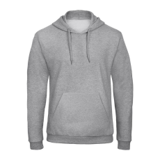 B&C férfi kapucnis pulóver, színazonos húzózsinórral O47, Heather Grey-S