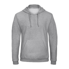 B&amp;C férfi kapucnis pulóver, színazonos húzózsinórral O47, Heather Grey-XS férfi pulóver, kardigán