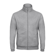 B&amp;C galléros férfi pulóver, elején végig cipzárral O49, Heather Grey-XL férfi pulóver, kardigán
