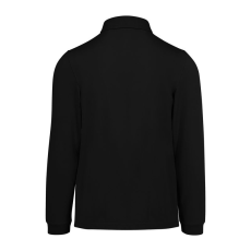 B&C hosszú ujjú előzsugorodott férfi galléros pamut póló O30, Black-4XL